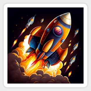 Space Rocket cartoon style Sticker